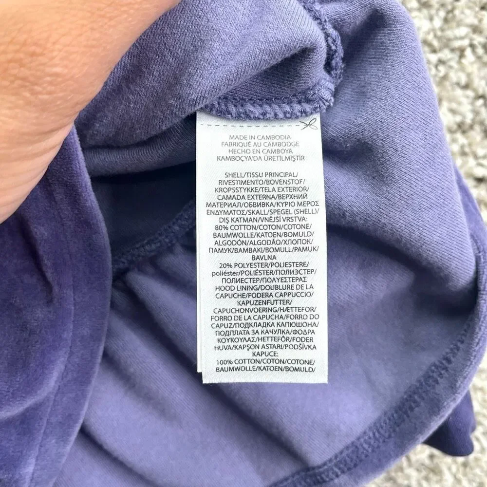 Ralph Lauren Jacket Girls 24M Purple Velour Hooded Full Zip Up Peplum Ruffled He